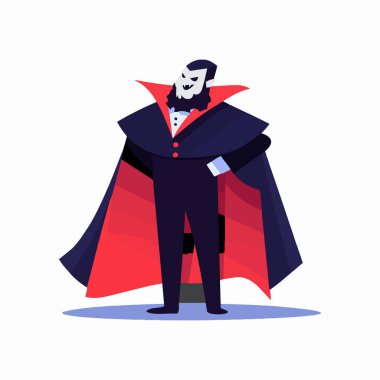 El çizimi cadılar bayramı tatlı vampir düz stil arka planda izole