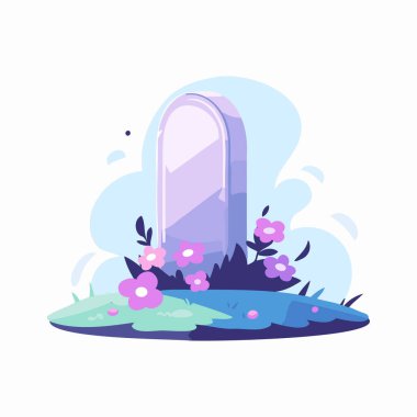 El çizimi Cadılar Bayramı Mezar Taşı Düz stil arka planda izole