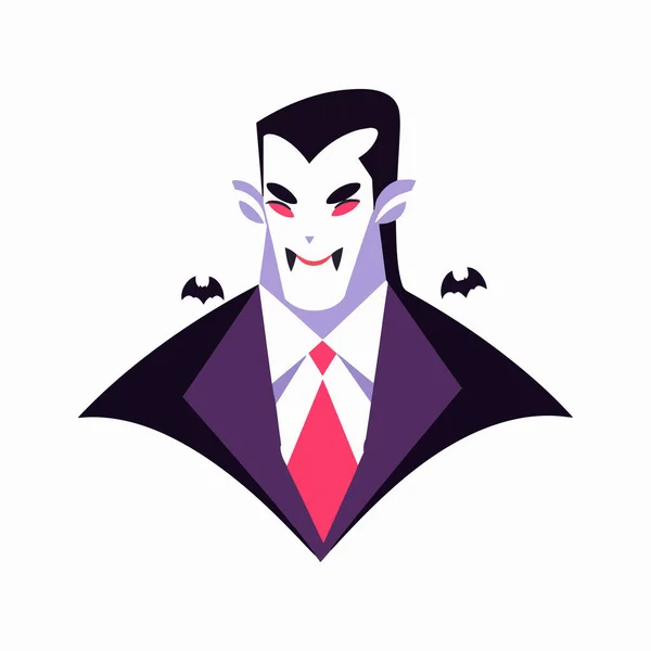 Dibujado Mano Halloween Lindo Vampiro Estilo Plano Aislado Fondo — Vector de stock