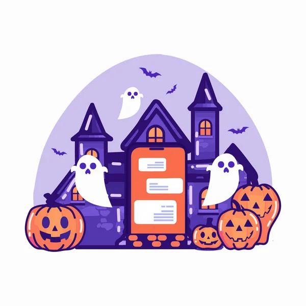 Banner Halloween Dibujado Mano Estilo Plano Aislado Sobre Fondo — Vector de stock