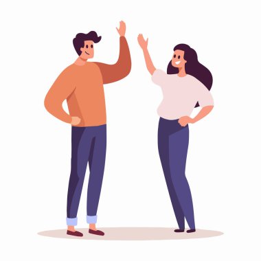 El çizimi arkadaş grubu arka planda izole bir şekilde konuşuyorlar.