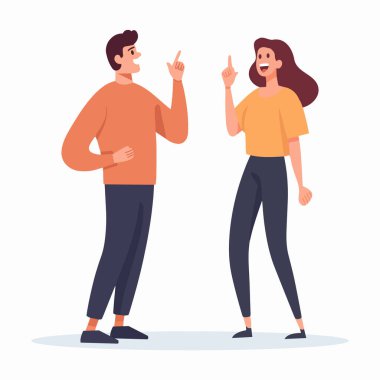 El çizimi arkadaş grubu arka planda izole bir şekilde konuşuyorlar.