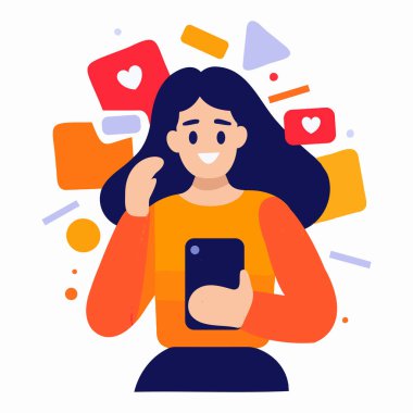 El çizimi kadın arka planda izole bir şekilde düz bir mektup gönderiyor.