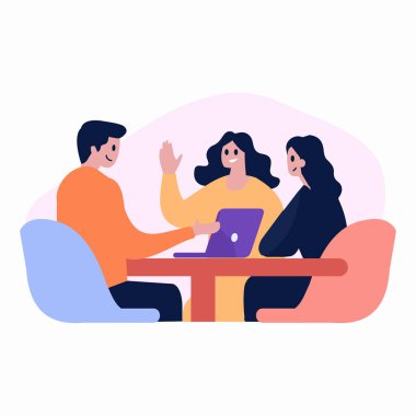 El yapımı iş adamları arka planda izole bir şekilde oturuyor ve çalışıyor.