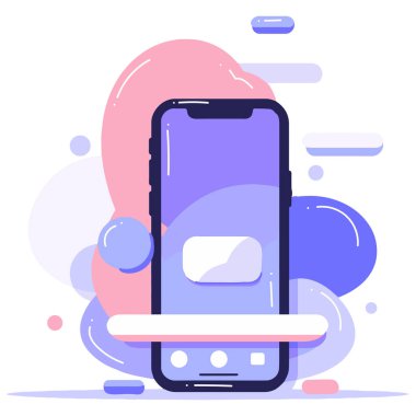 UX UI düz biçimli arka planda izole akıllı telefon ve iş