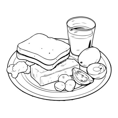 Arka planda karalama tarzında el çizimi fast food