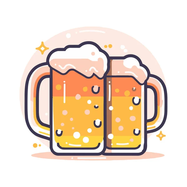 Vidrio Cerveza Dibujado Mano Estilo Plano Aislado Sobre Fondo — Archivo Imágenes Vectoriales