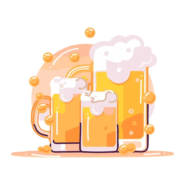 Bicchiere Birra Disegnato Mano Stile Piatto Isolato Sfondo — Vettoriale Stock