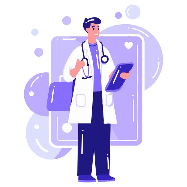 Hand Drawn Doctor Character Flat Style Isolated Background — Stock Vector