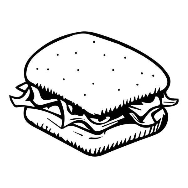 背景に孤立したドアスタイルでハンバーガーを手描き — ストックベクタ