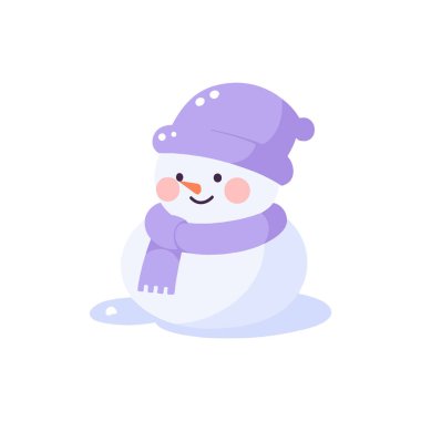 El çizimi arkaplanda düz stil kardan adam izole