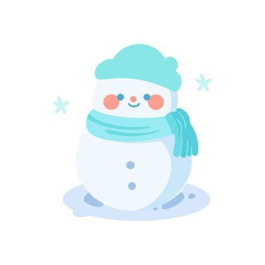 El çizimi arkaplanda düz stil kardan adam izole