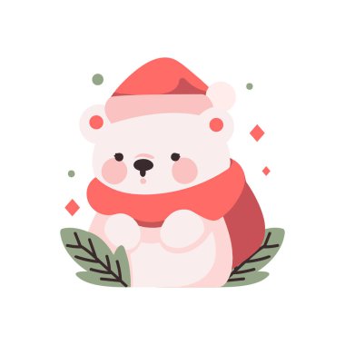 El çizimi, arka planda izole edilmiş şirin bir Noel ayısı.