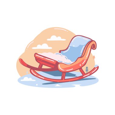 El çizimi Noel Baba kızağı arka planda izole edilmiş.