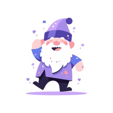 El yapımı, arka planda izole edilmiş düz stil noel cücesi