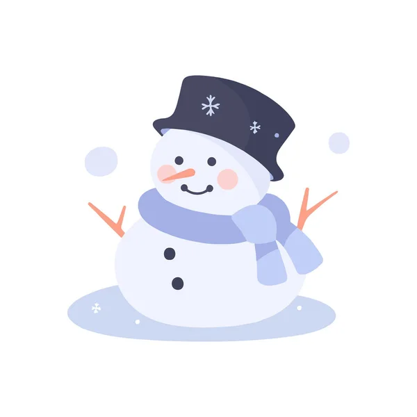 Χέρι Σχεδιασμένο Χαριτωμένο Χιονάνθρωπο Επίπεδο Στυλ Που Απομονώνονται Στο Παρασκήνιο — Διανυσματικό Αρχείο