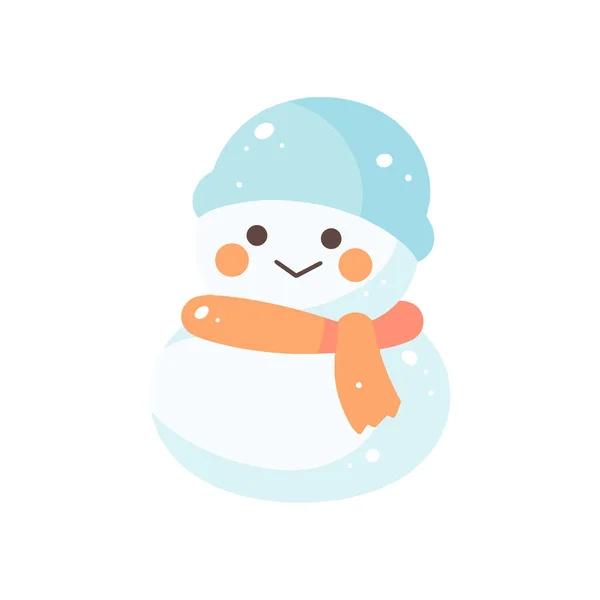 Hand Drawn Cute Snowman Flat Style Isolated Background — Stock Vector