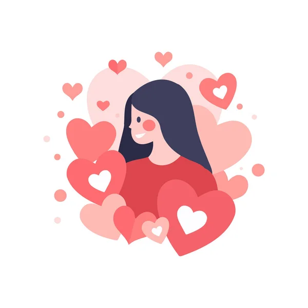 Coeur Dessiné Main Avec Amour Dans Style Plat Isolé Sur — Image vectorielle