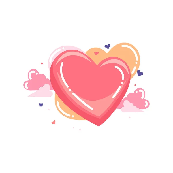 Ručně Kreslené Srdce Láskou Plochém Stylu Izolované Pozadí — Stockový vektor