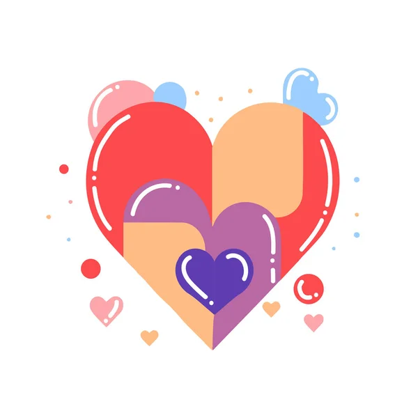 Corazón Dibujado Mano Con Amor Estilo Plano Aislado Sobre Fondo — Vector de stock