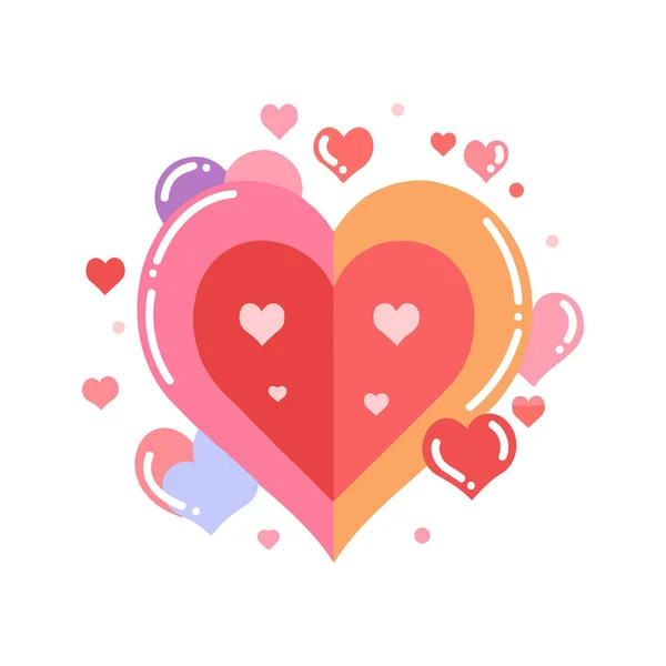 Coeur Dessiné Main Avec Amour Dans Style Plat Isolé Sur — Image vectorielle