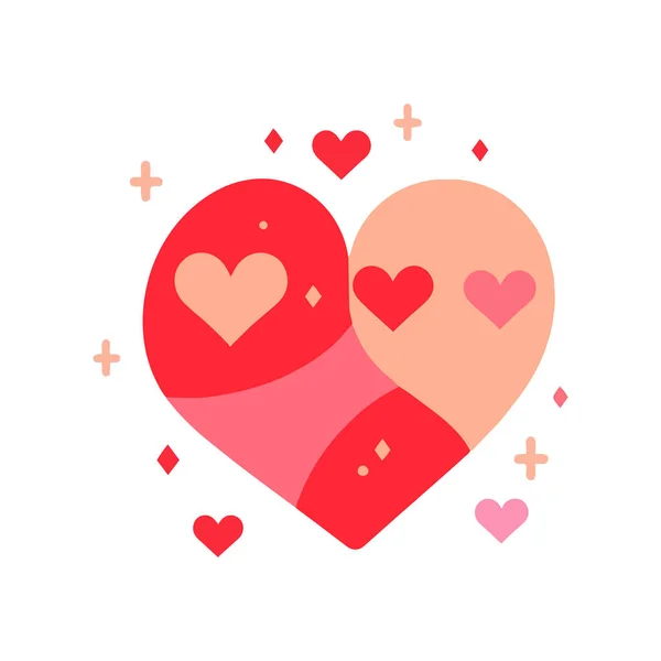 Corazón Dibujado Mano Con Amor Estilo Plano Aislado Sobre Fondo — Archivo Imágenes Vectoriales