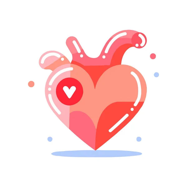 Mão Coração Desenhado Com Amor Estilo Plano Isolado Fundo — Vetor de Stock
