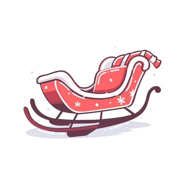 Handgezeichneter Weihnachtsmann Schlitten Flachen Stil Isoliert Auf Hintergrund — Stockvektor