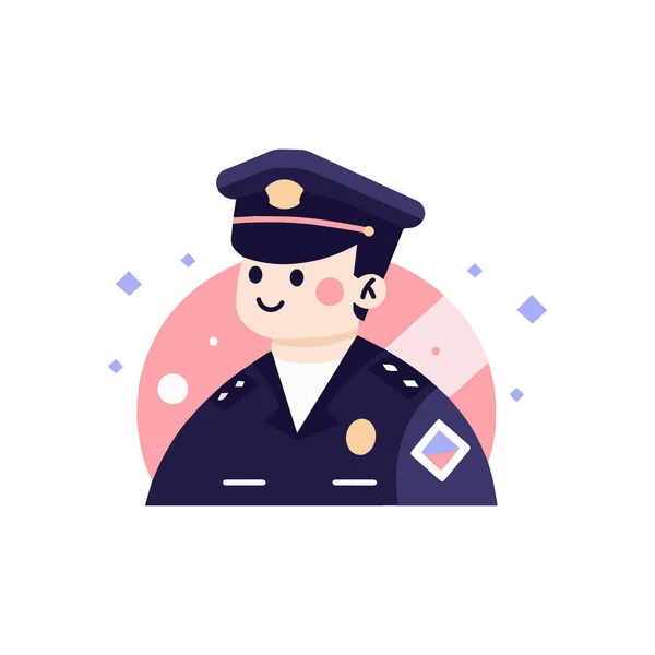 Hand Drawn Cute Policeman Flat Style Isolated Background — Stock Vector