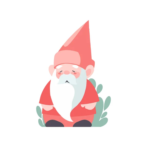 Hand Getrokken Kerst Gnome Platte Stijl Geïsoleerd Achtergrond — Stockvector
