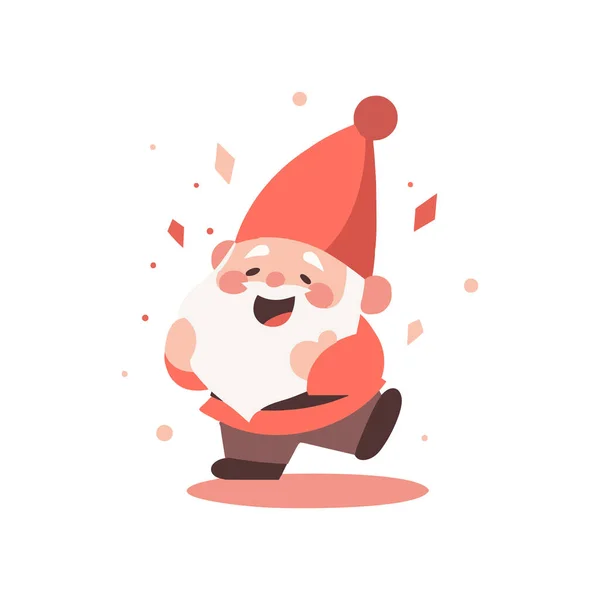 Hand Getrokken Kerst Gnome Platte Stijl Geïsoleerd Achtergrond — Stockvector