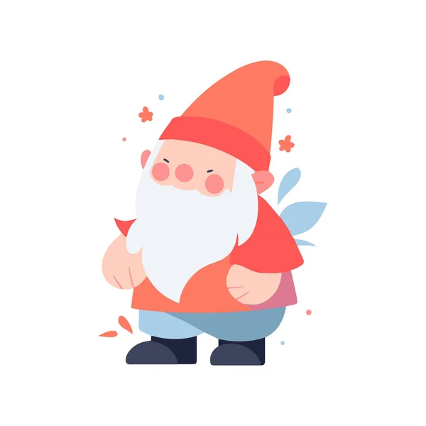 Χειροποίητο Χριστουγεννιάτικο Gnome Επίπεδη Στυλ Που Απομονώνεται Στο Παρασκήνιο — Διανυσματικό Αρχείο