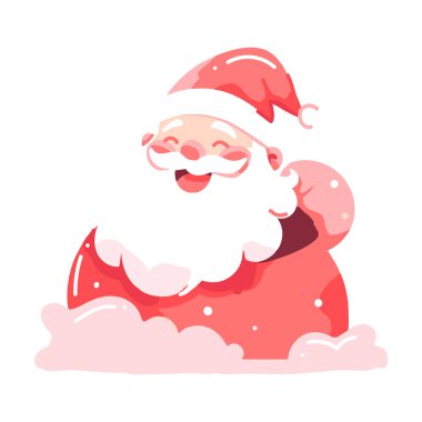 Hand Drawn Happy Santa character in flat style isolated on background