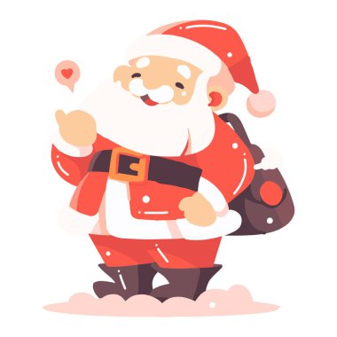 Hand Drawn Happy Santa character in flat style isolated on background