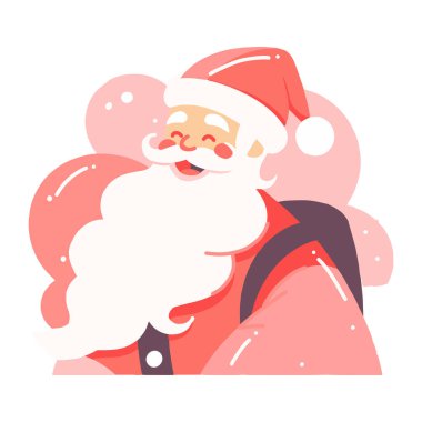 Hand Drawn Happy Santa character in flat style isolated on background