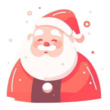 Hand Drawn Happy Santa character in flat style isolated on background