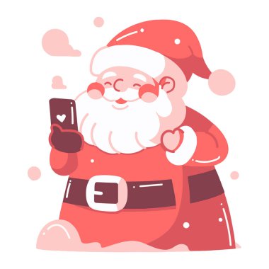 Hand Drawn Happy Santa character in flat style isolated on background