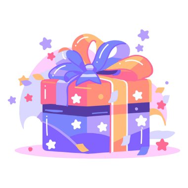 Hand Drawn christmas gift box in flat style isolated on background