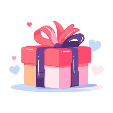 Hand Drawn christmas gift box in flat style isolated on background