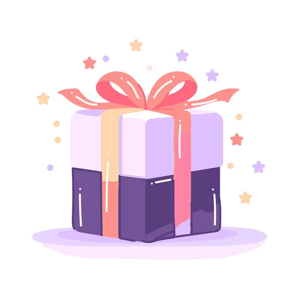 Hand Drawn Christmas Gift Box Flat Style Isolated Background — 图库矢量图片