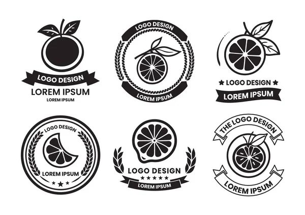 Lemon Logo Flat Line Art Style Isolated Background — Stock Vector