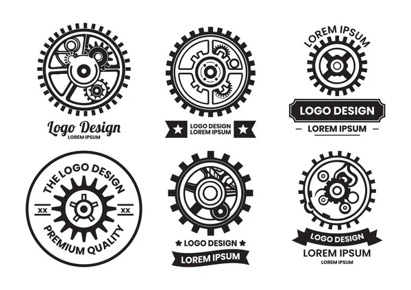 Mechanic Engineer Logo Flat Line Art Style Isolated Background — Stock Vector