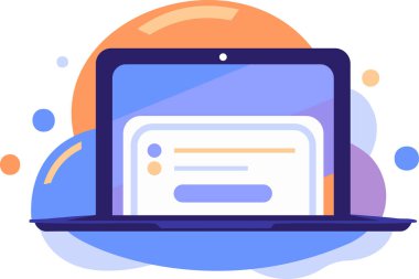 Arkaplanda düz biçimli e-posta içeren el çizimi dizüstü bilgisayar