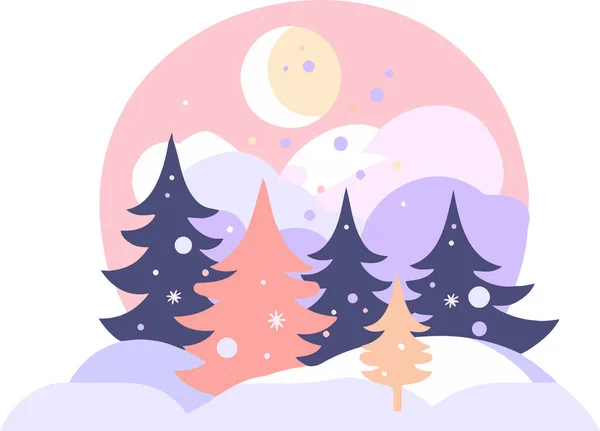 Ručně Kreslené Vánoční Měsíc Plochém Stylu Izolované Pozadí — Stockový vektor