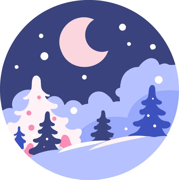 Lune Noël Dessinée Main Dans Style Plat Isolé Sur Fond — Image vectorielle