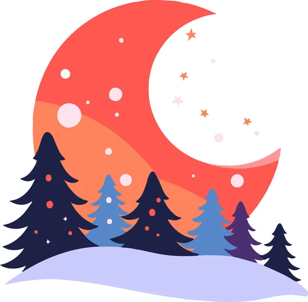 Ręcznie Rysowane Boże Narodzenie Księżyc Płaskim Stylu Izolowane Tle — Wektor stockowy