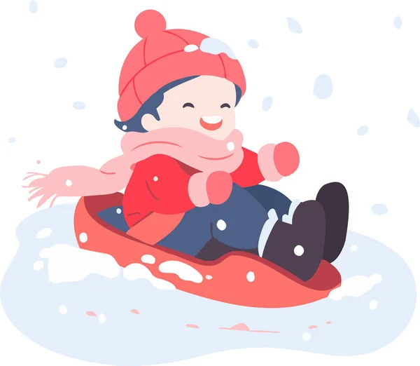 Handgezeichnete Kinder Die Weihnachten Schnee Spielen Flach Hintergrund Isoliert — Stockvektor