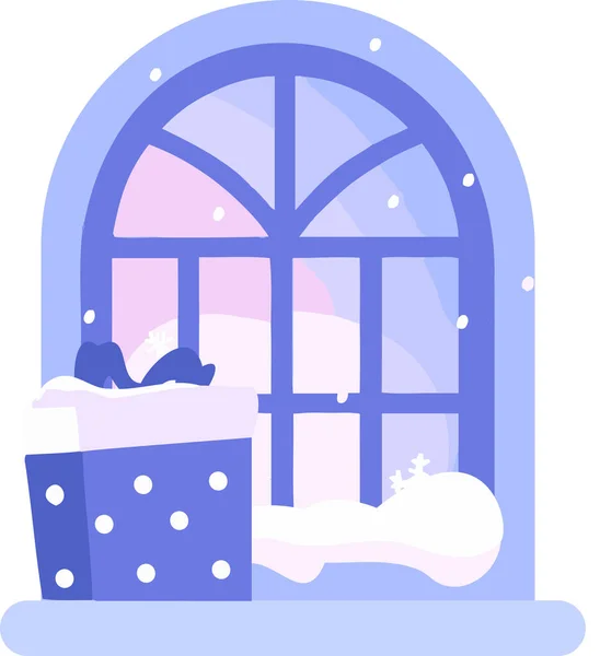 Handgezeichnetes Weihnachtsfenster Flachen Stil Isoliert Auf Hintergrund — Stockvektor