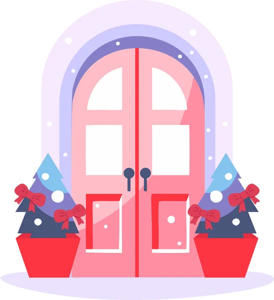 Puerta Navidad Dibujada Mano Estilo Plano Aislado Sobre Fondo — Archivo Imágenes Vectoriales