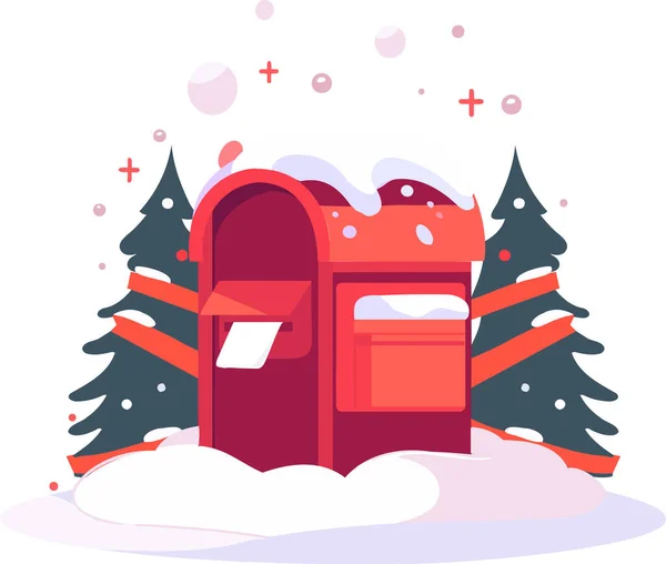 Boîte Aux Lettres Noël Dessinée Main Dans Style Plat Isolé — Image vectorielle